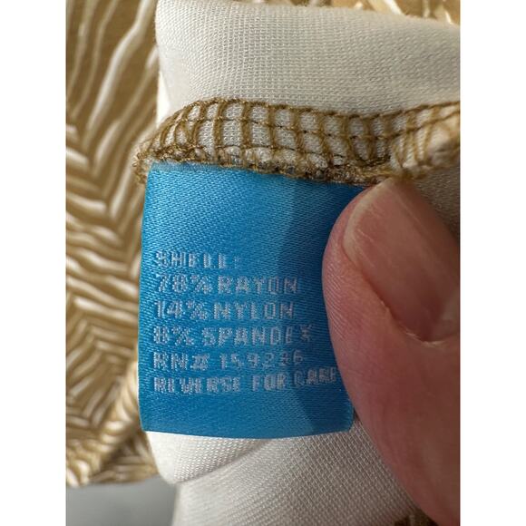 J McLaughlin Doane Dress Beige Zebra Sleeveless Sheath Catalina S Stretch D3 - Picture 4 of 7